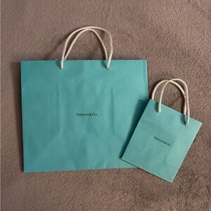 NEW Tiffany & Co. Iconic Blue Paper Shopping Bags - Set of 2 (Small & Large)